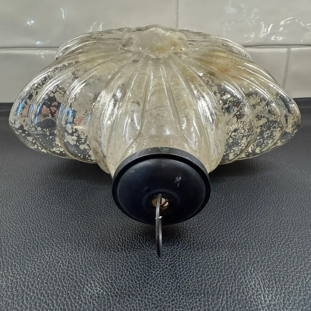 2 Large 10” Vintage Hand Blown Molded Mercury Glass Kugel Star Ornaments